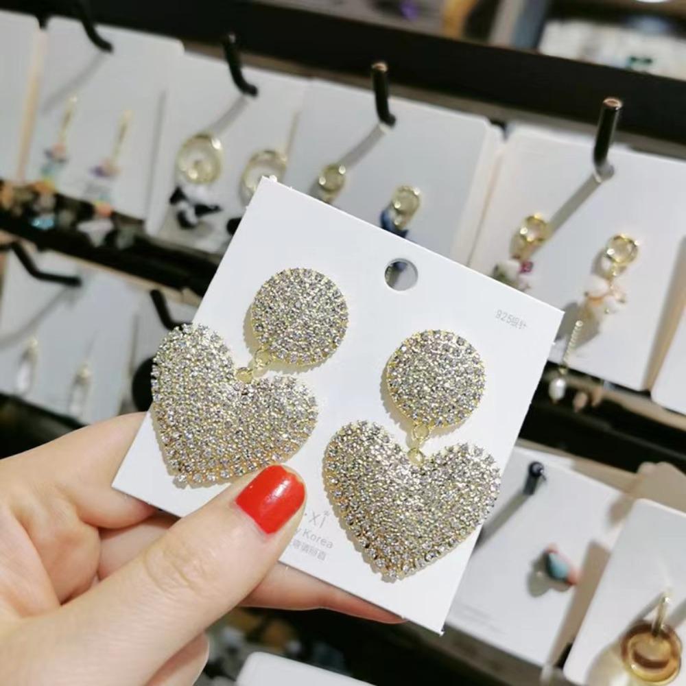 Свежие Серьги-сердечки с бриллиантами, Милые помолвочные серьги, Горячая распродажа, Французские серьги, Подарок