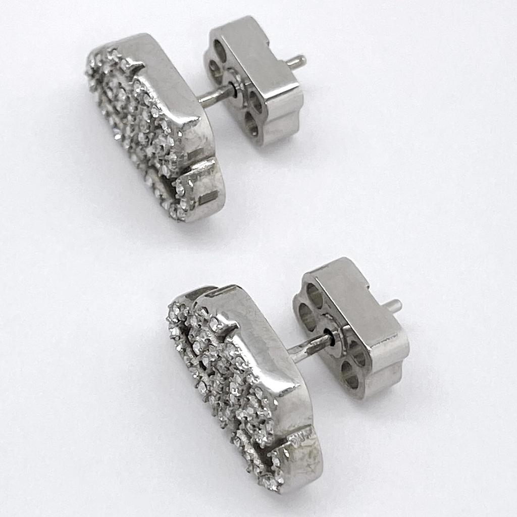 Серьги-гвоздики Balenciaga Interlock BB Logo Rhinestone 624203 TZ05S 7155 Silver/Clear [Товар]