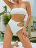 Beach Party Sexy Bikini Pleated Swimsuits Women Solid Fashion Sweet Swimwear Strapless Sets Female Hollow Out Vintage Patchwork Suits