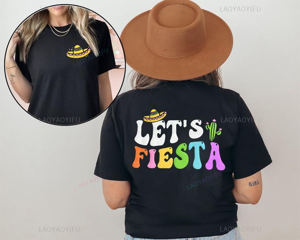 Футболка с принтом Lets Fiesta, Футболки на Cinco De Mayo для женщин, Футболки с надписью Chip Dippin Margarita Sippin, Мексиканские футболки, Топ для отпуска в Мексике