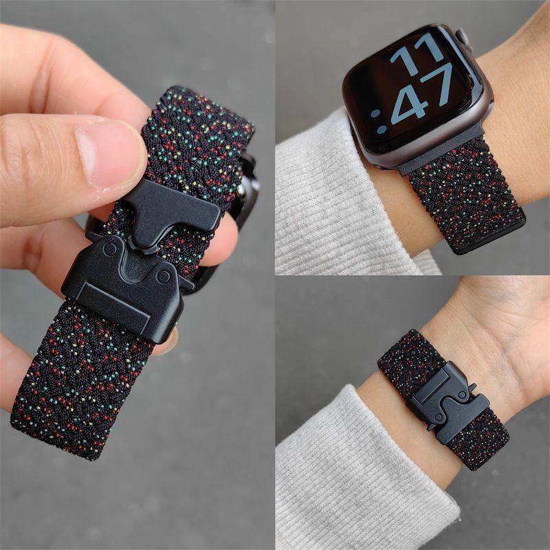 Нейлоновый тканый ремешок для Apple Watch S10-парашютная пряжка, дышащий спортивный сменный ремешок для iWatch 10/9/8/7/6/5/4/3/2/1/Se/Ultra/ultra2 49 мм 46 мм