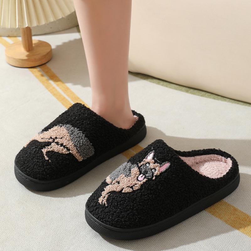 Новые удобные домашние милые зимние хлопковые тапочки с изображением волка и собаки для мужчин и женщин, теплые домашние хлопковые тапочки на плоской подошве