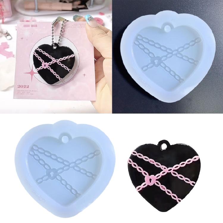 Heart Silicone Resin Mold for Keychain Jewelry Making,DIY Pendant Charms Mold
