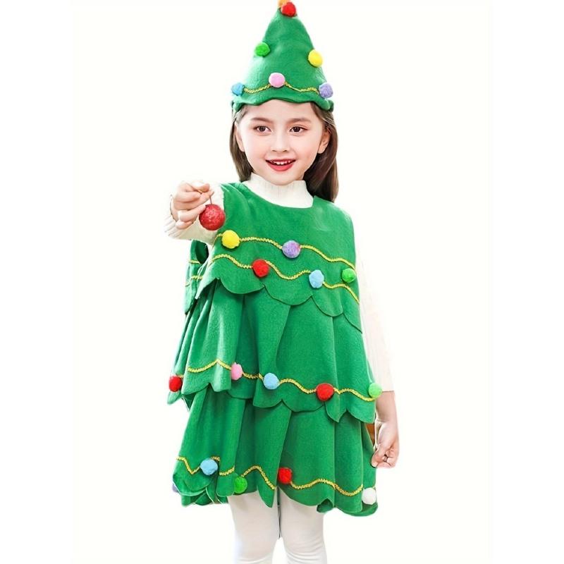 Рождественская девочка Костюм платья Рождественской елки Детское косплей-платье Подарок для рождественской вечеринки Выступление Кроссдрессинг Бал-маскарадное платье