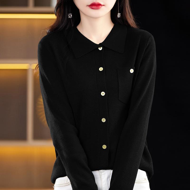 YYFS Женская мода, повседневный однотонный принт, осень-зима, свободные свитера с длинными рукавами и воротником-поло