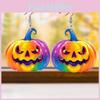Creative Halloween Themed Colorful Pumpkin Pattern Women Acrylic Earrings For Party Fashion Accessories