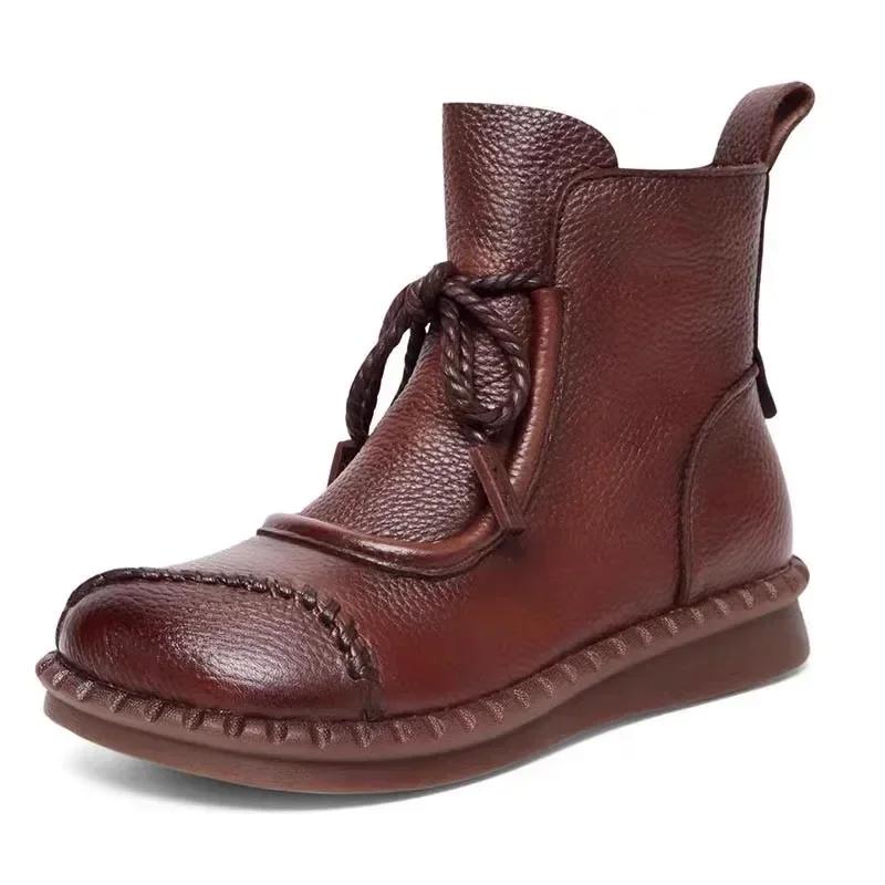 Fashion Autumn and Winter Boots for Women 2024 Outdoor Matching Fashion Lace Hot Selling Round Head Comfortable Low Heel Women's Boots