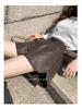 Autumn 2024 Women's High-Waist PU Leather Wide-Leg Shorts - Casual A-Line Style