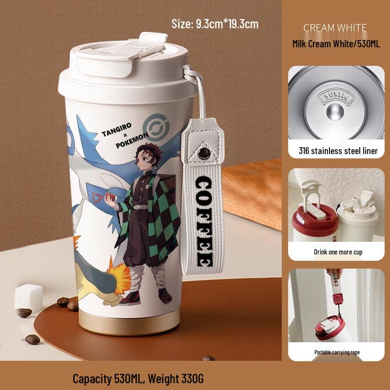 Кружка-термос с трубочкой из нержавеющей стали «Клинок, рассекающий демонов» Агацума Зеницу