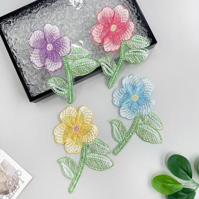 Изысканный многоцветный бисер, пайетки, вышитый цветок, одежда, топ, платье, футболка, декоративная тканевая наклейка, аксессуары