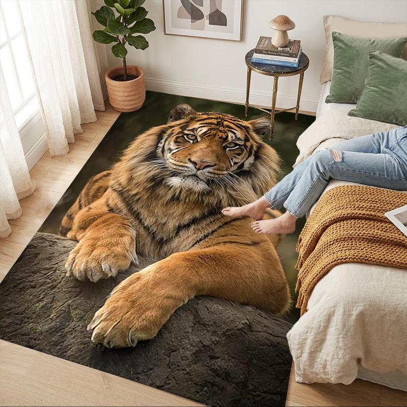 Tiger Pose Living Room Nonslip Area Rug Soft Carpet For Bedroom Game Playroom Sofa Office Home Decor Doormat Christmas Gift C926319