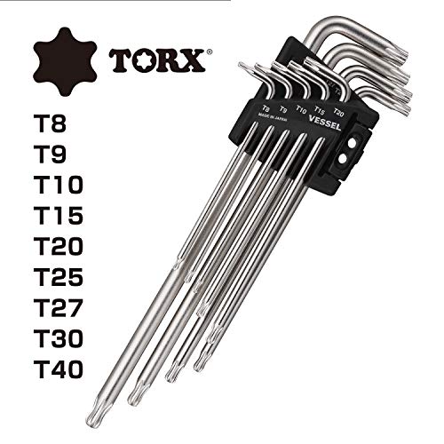 VESSEL Ключ Torx 8509BTX L-образной формы, Набор из 9 штук, Bal