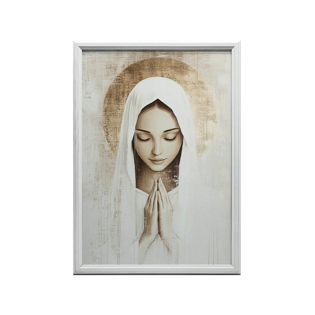 Modlitwa Maryi W Ciszy Modlitwa Maryi W Ciszy, 40X50 Cm, Rama Aluminiowa Złota, Papier Matowy 230 Gsm