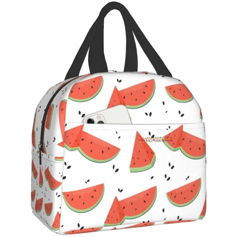 Cute Watermelon Lunch Bag Travel Work Picnic Bento Box Cooler Reusable Canvas Tote Boxes for Women Kids Insulated Lunch Bags