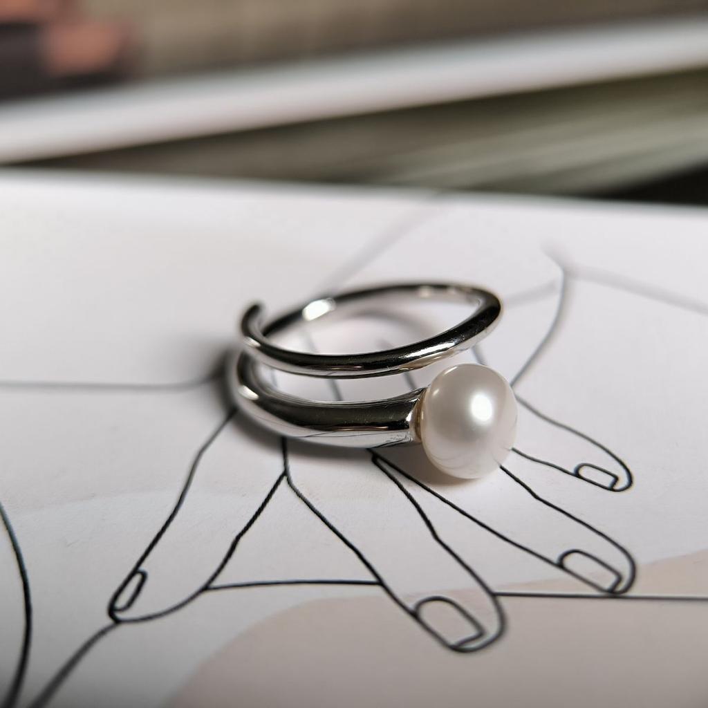 Серебряное кольцо с натуральным жемчугом, вес изделия 5,17 гр (2185024)
