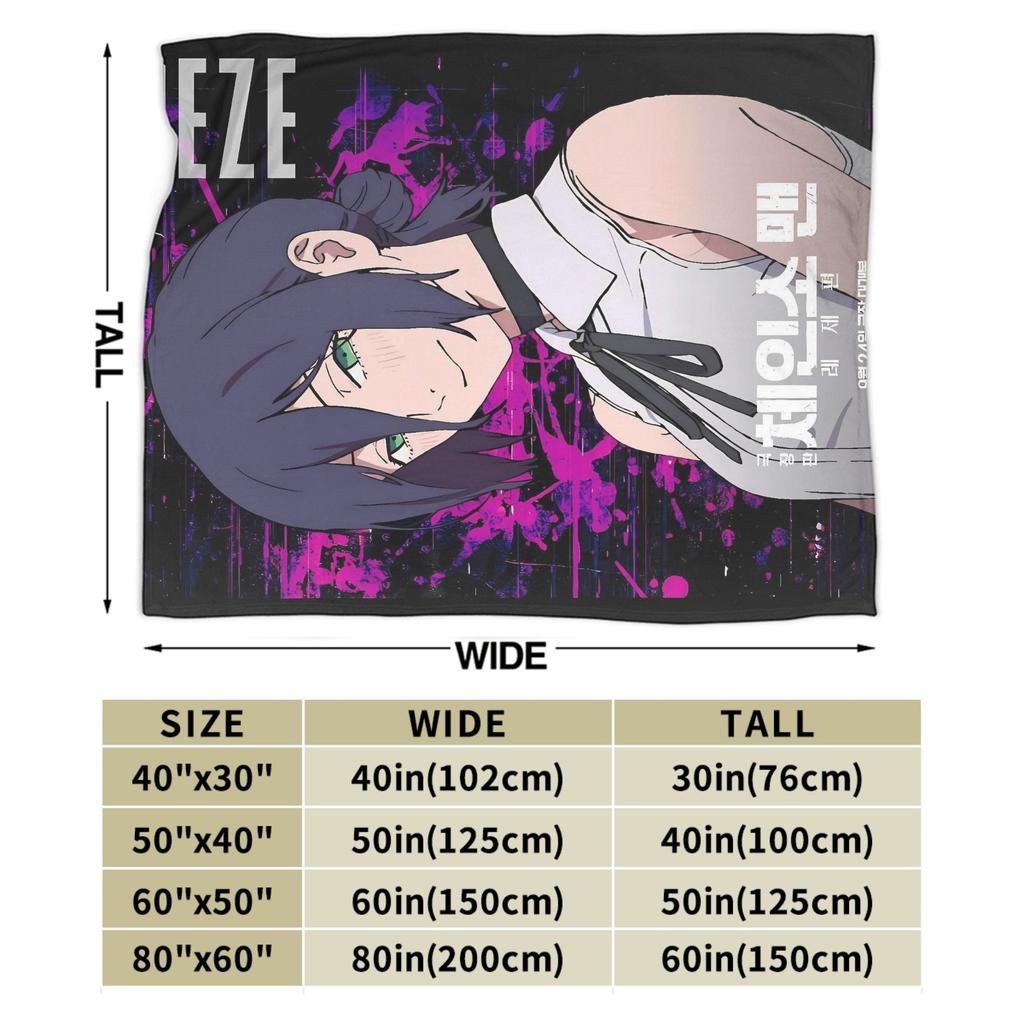 Anime Chainsaw Reze Super Warm Blanket Travel Plush Bedding Throws Novelty Couch Chair Flannel Bedspread Sofa Bed Cover