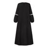 Женские мусульманские повседневные элегантные однотонные платья с круглым вырезом и длинным рукавом в складку