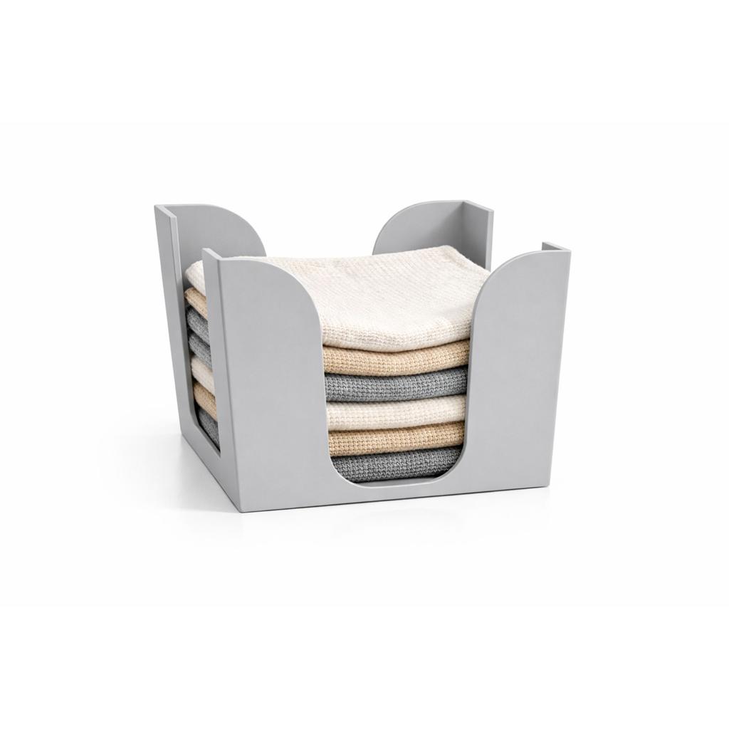Gray kitchen towel and cloth rack, countertop organizer