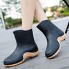 Новые женские удобные непромокаемые сапоги, уличная нескользящая водонепроницаемая женская обувь, модные повседневные теплые непромокаемые сапоги, резиновые бахилы