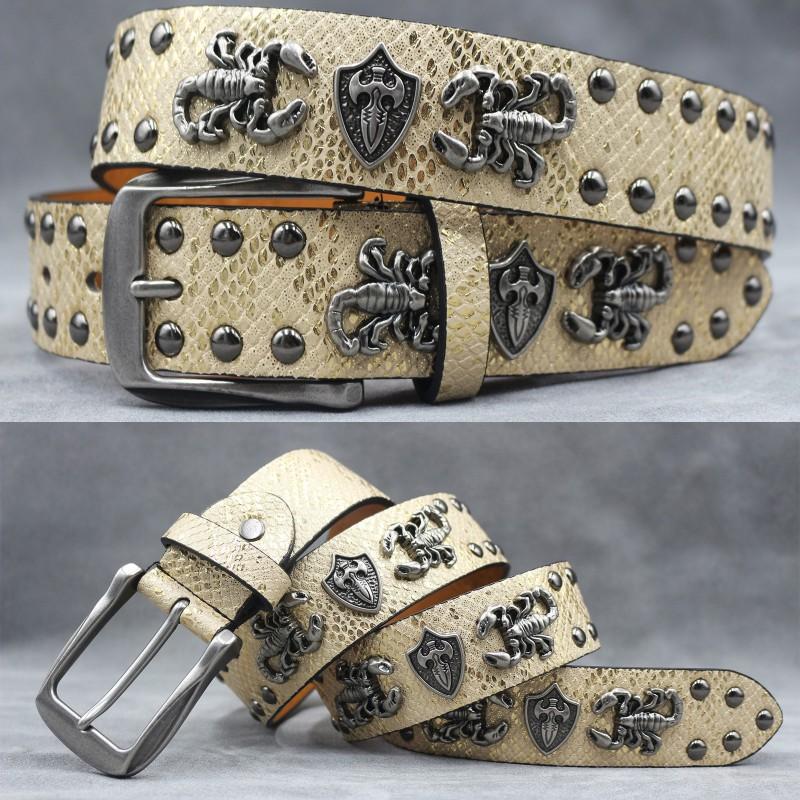 Punk Belt Men Women Rivet Decor PU Leather Waistband Casual Versatile