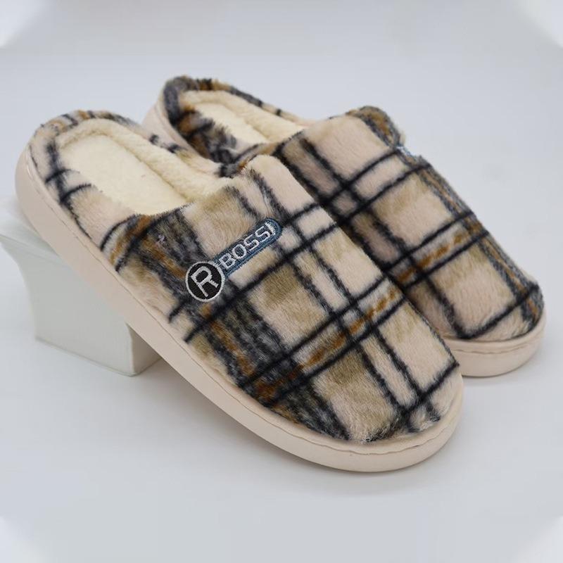 Patterned Home Cotton Slippers Women's Autumn and Winter Warm Cotton Mops Indoor and Outdoor Couple Slippers Plush Confinement Cotton Shoes