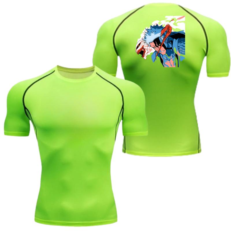 Bleach Мужская компрессионная футболка с коротким рукавом Дышащая Быстросохнущая Эластичная Принт паука Футболки для бега Велоспорта Тренировок в зале
