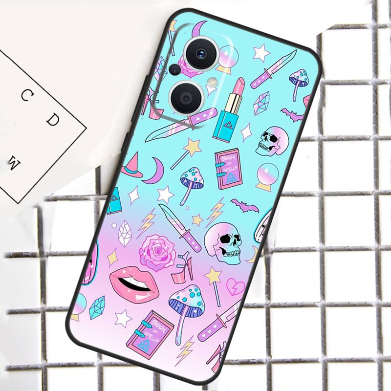 Пастельно-розовый чехол для телефона в стиле 'Girly Pastel Witch Goth' для OPPO Reno 14F 14 13 12 11 F 10 Pro 8T 7 8 Lite OPPO Find X8 X6 X5 Pro