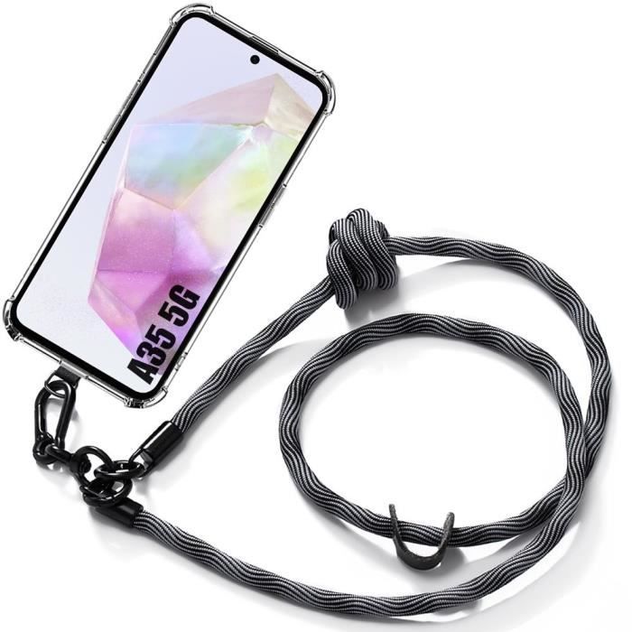 Coque - BOOLING - pour Samsung Galaxy A35 5G - Antichoc - Cordon Amovible - Gris