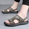 Мужские Сандалии Кожаные Летние Шлепанцы 2023 Новый Модный Тренд Первый Слой Коровьей Кожи Мужская Повседневная Нескользящая Пляжная Обувь