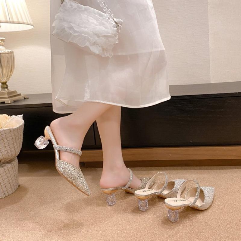 Мода Новые сандалии Baotou Женские летние туфли с острыми каблуками Свадебные туфли Сандалии Сандалии