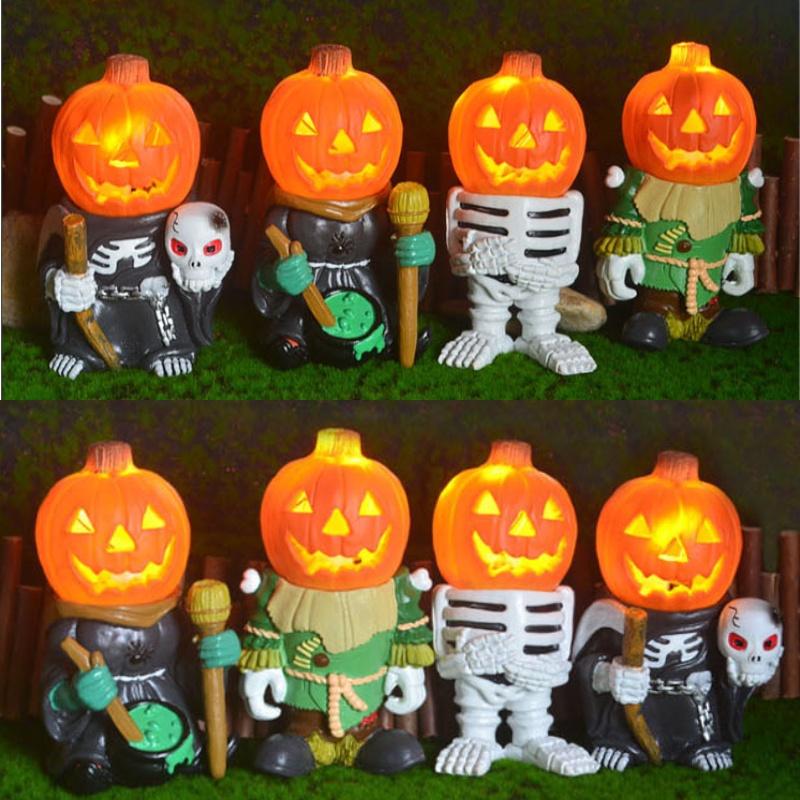 Трансграничный Новый Хэллоуинский подарок Тыква Рыцарь Садовое украшение Светящаяся полимерная фигурка