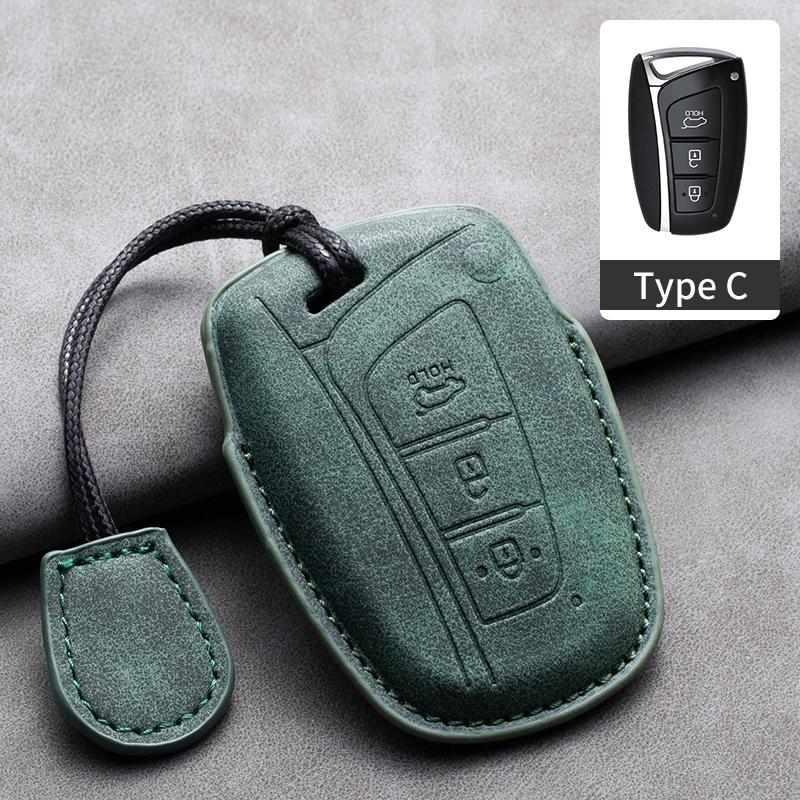 Leather Car Key Case Cover Shell For Hyundai Grand Santa Fe 3 DM I30 IX35 Ix45 Encino KONA Solaris Azera Grandeur Creta 2 Kona