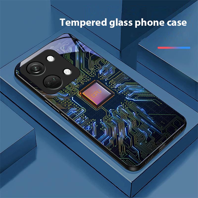 Компьютерный элемент для OnePlus Nord 3 5 6T 7 Pro 8 12 10T Reno8 Lite 5G 10R Nord N30 Чехол для телефона из закаленного стекла с твердой оболочкой Черный