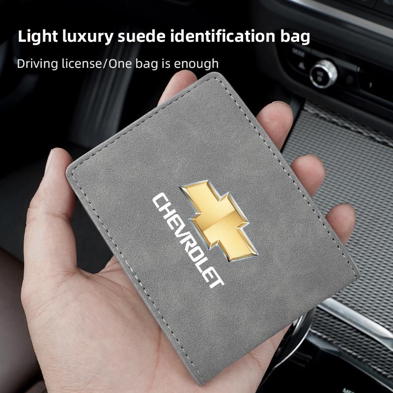 Car Driver License Cover Suede Leather Credit Card Holder For Chevrolet Cruze Groove Volt Lacetti Trax Niva Orlando kalos Tahoe
