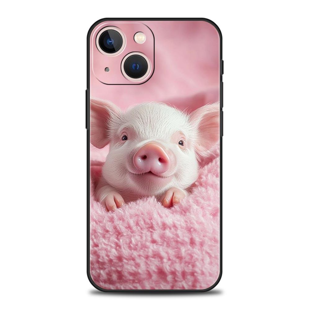 Милый Чехол-Крышка для Телефона в Виде Свиньи для iPhone 17 16 15 14 13 12 Pro Max 11 Pro Max 17 AIR Plus Ударопрочный Мягкий ТПУ Корпус Fundas Capas Сумка