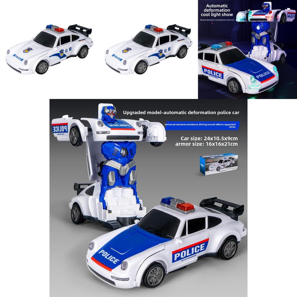 Electric Large Police Car Model With Sound Light And Auto Transformation For Kids Play