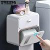 Toilet Paper Holder Waterproof Tissue Storage Box Wall Mount Toilet Roll Organizer Bathroom Accessories Sets