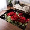 1Pcs Rose Pattern Floor Mat Modern Kitchen Polyester Rug Non-Slip Colorful Indoor Carpet, For Home Bathroom Bedroom Living Room Decor