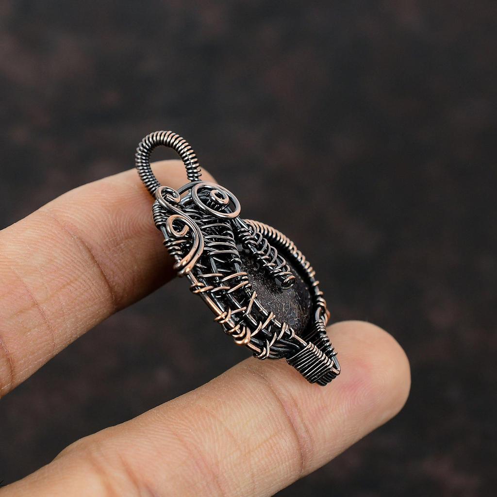 Dinosaur Bone Pendant Copper Wire Wrapped Pendant Genuine Gemstone Jewelry Handmade Ethnic Pendant Copper Wire Wrap Jewelry Pendant For Gift