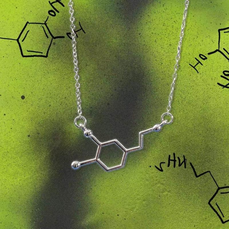Dopamine Molecule Necklace Stylish Neck Chain Ajustable Collarbone Chain Trendy Neck Jewelry for Chemistry Enthusiasts