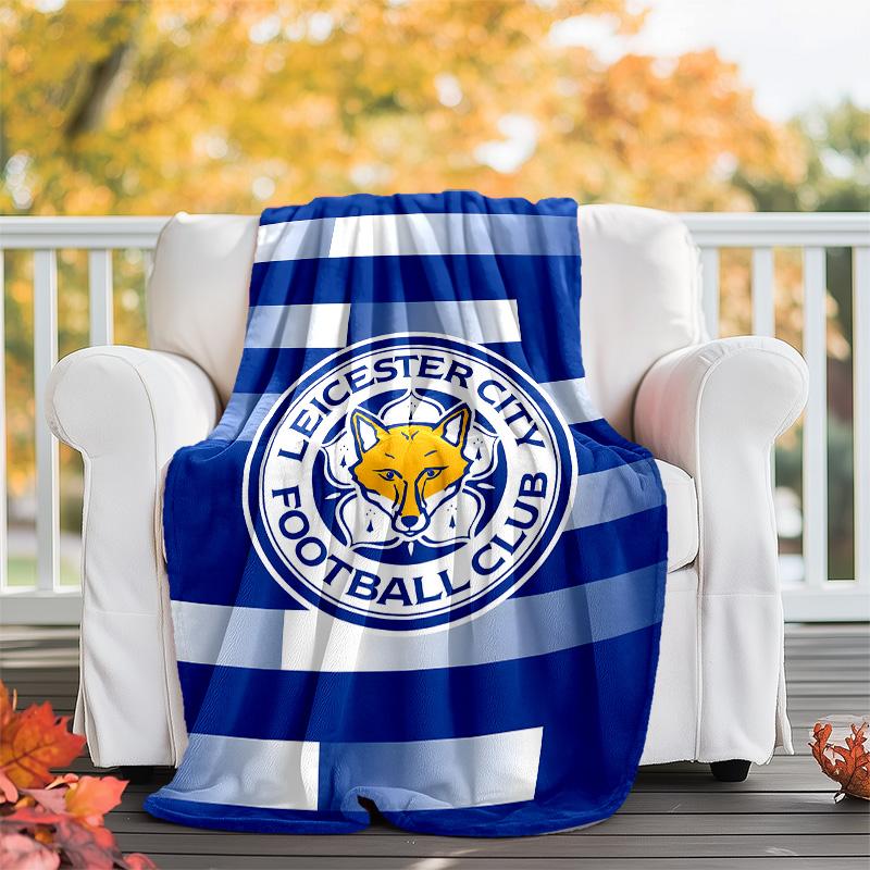 1pc Leicester City FC Theme Blanket - Digital Print, Polyester, Cozy for All Seasons, Perfect for Outdoor, and Travel