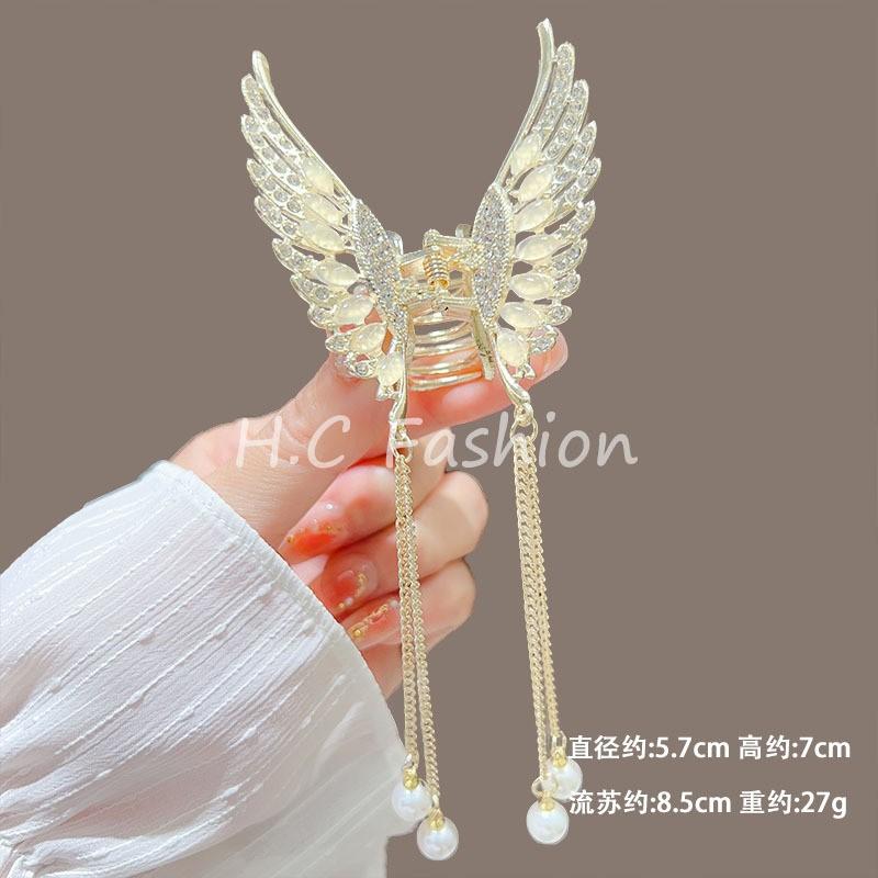Fashion Lily of the Valley Flower Claw Clip Premium Pearl Butterfly Tassel Hair Clip Girls Elegant Hair Accessories