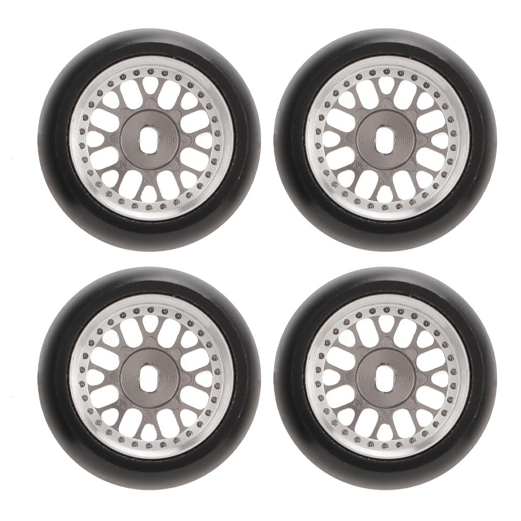 4pcs RC Drift Tire Aluminum Alloy Stable Flexible Drift Car Tyre for Wltoys 1 28 RC Car Titanium Color