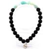 Stones and Minerals. Brazilian Amazonite Bracelet + Matte Black Onyx Beads 8 Mm. Made In France.