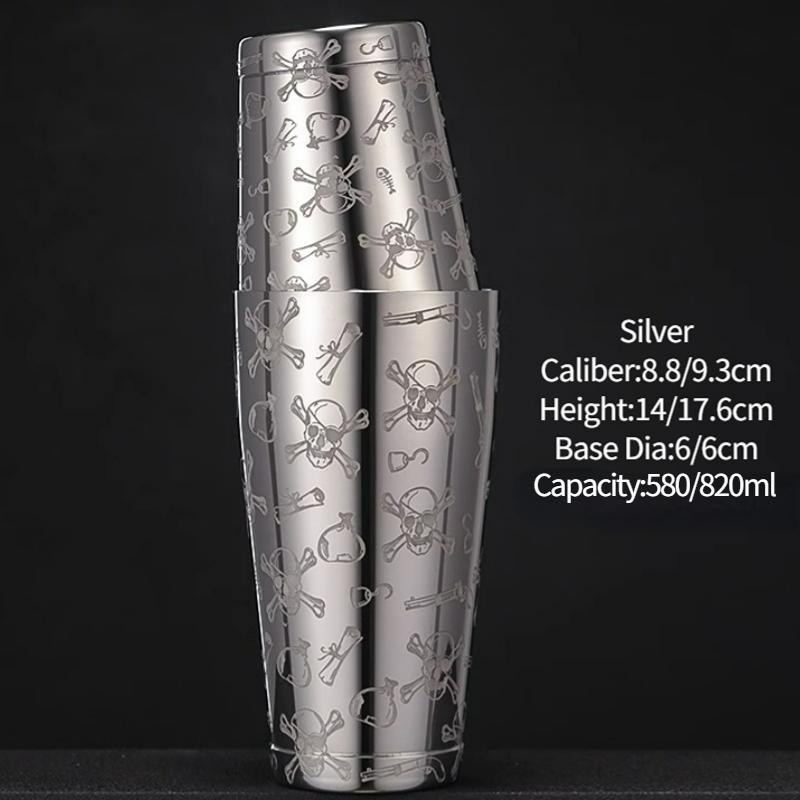 Барный шейкер для коктейлей Бостонский шейкер Нержавеющая сталь Шейкер с гравировкой Барный аксессуар Инструменты бармена Для дома и бара