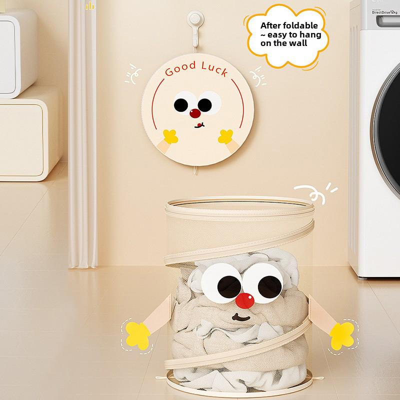 1PC Foldable Mesh Design Dirty Clothes Basket High-quality With Lid Durable Toys Basket Large Capacity For Bathroom