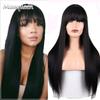 Blonde Long Straight Wig Bangs Synthetic Hair Wigs Bang With Wig For Woman Brown Heat Resistant Wigs