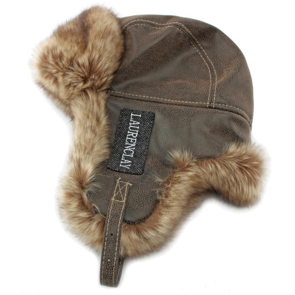 Winter Hat Thick Warm Men Women Fur Hat Male Windproof PU Leather Ski Earflap Cap Hat