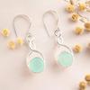 Natural Aqua Chalcedony Gemstone 925 Stamped Silver Dangle Earrings For Women's CE-15-15