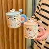 Birthday Gift Cute Cat Mug with Lid Couple Water Cup High Looking Bestie Ceramic Cup Practical Souvenir